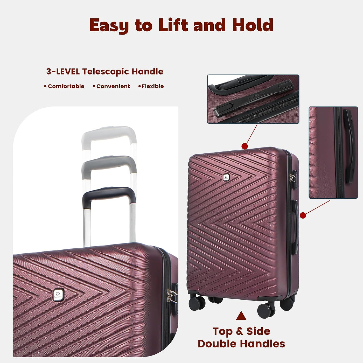 Travelhouse Juego de equipaje, maletas rígidas expandibles de 24 pu...