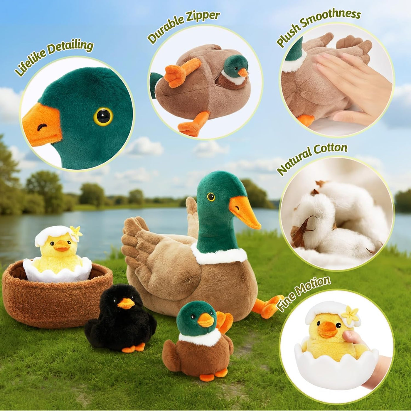 OUOZZZ - Peluches de pato 4 en 1 con un nido de pato | Juguetes de...