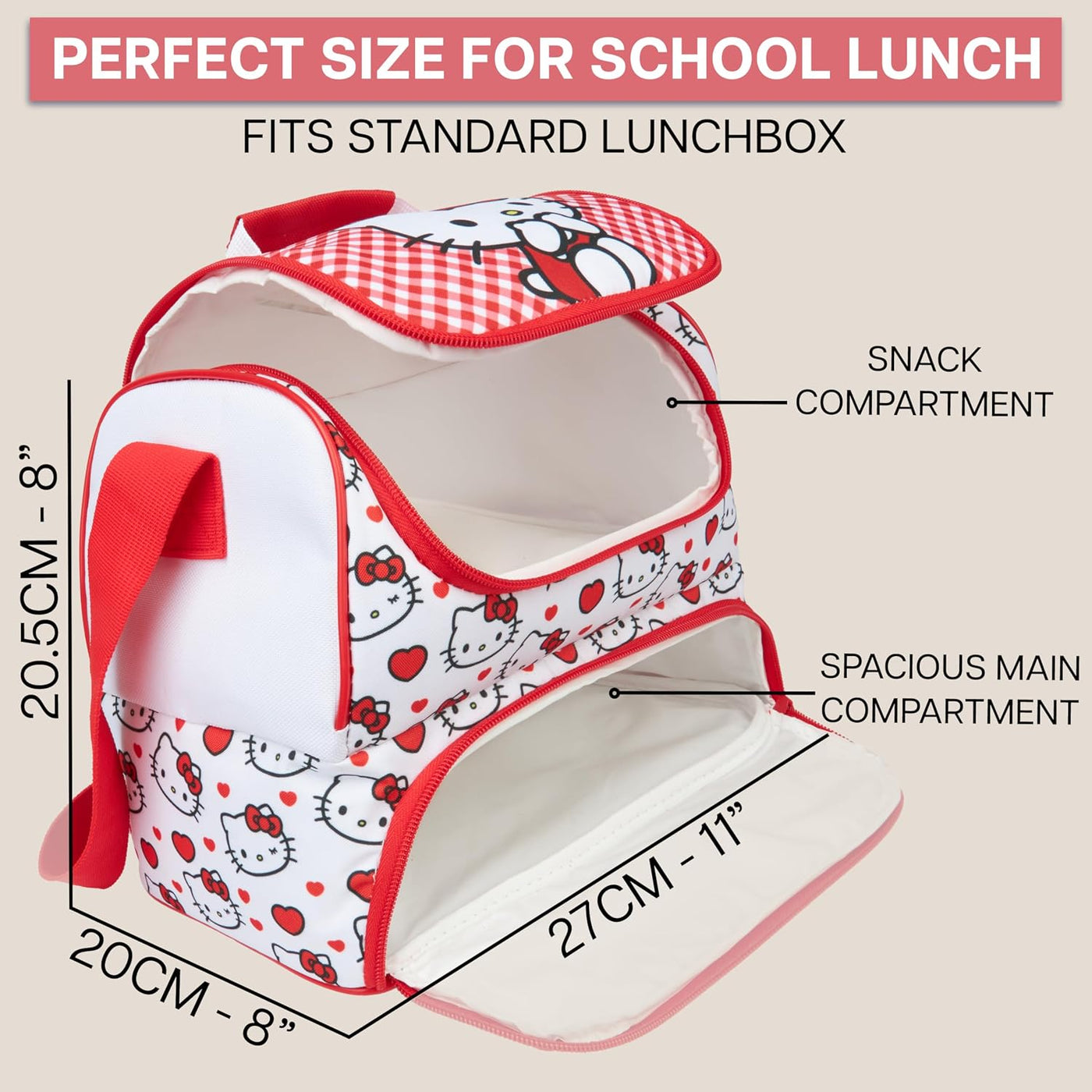Get Trend Sanrio Hello Kitty Bolsa de almuerzo aislada para niñas p...