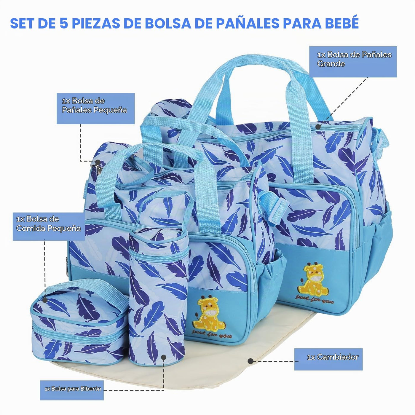 Moclever Juego de 5 bolsas de pañales - Bolsas de bebé para mamá, A...