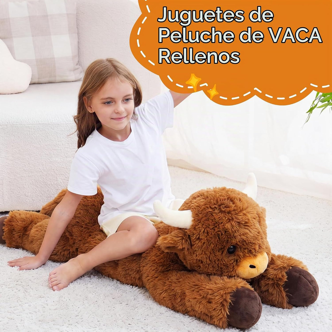 Jrystar Animales de peluche gigantes de la vaca de las tierras alta...