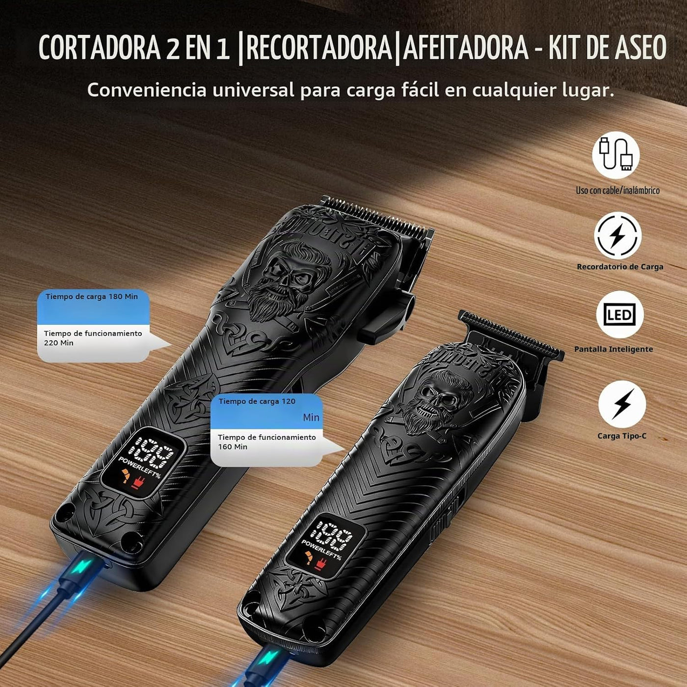 BESTBOMG Kits y juegos de cortapelos profesionales inalámbricos par...