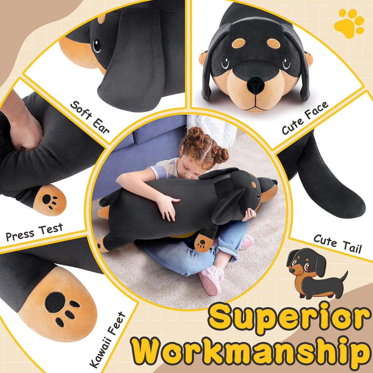 Peluche de Perro Salchicha Negro Gigante de 30'' - Animal d...