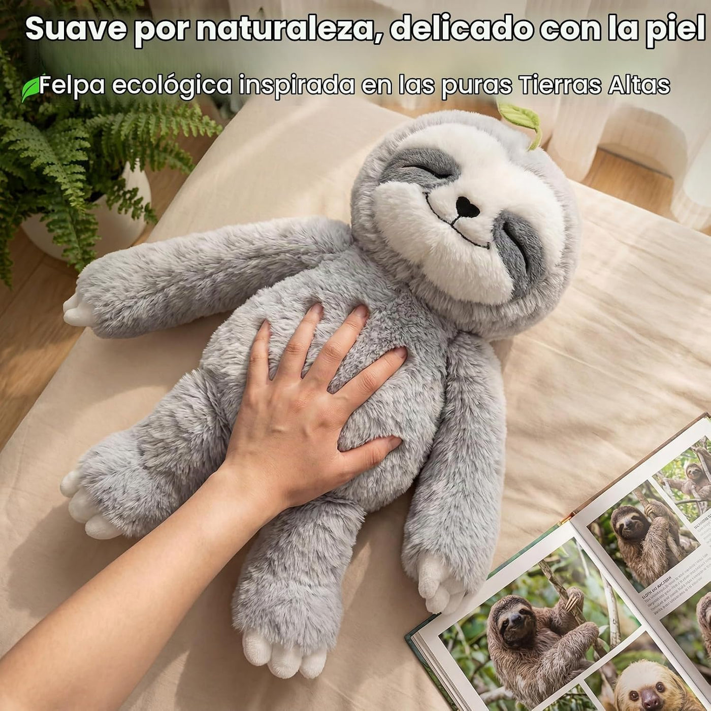 Mewaii Animales de peluche con peso, de felpa de perezoso, calentab...