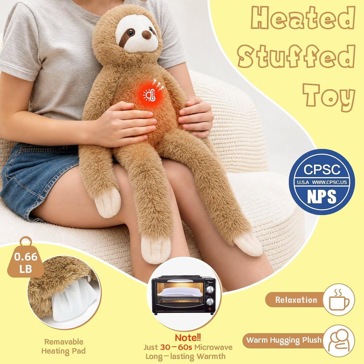 MorisMos Perezoso de peluche, juguete de peluche de brazos largos e...