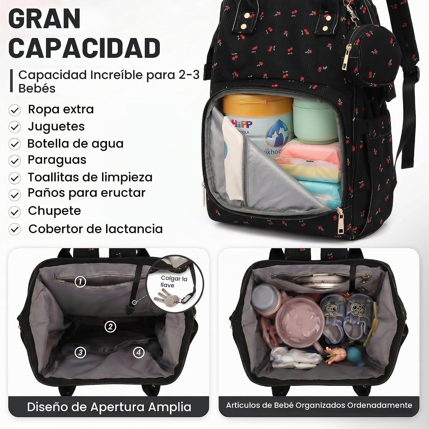 Lrenagao Mochila para pañales de bebé para mamá y papá, bolsa de pa...