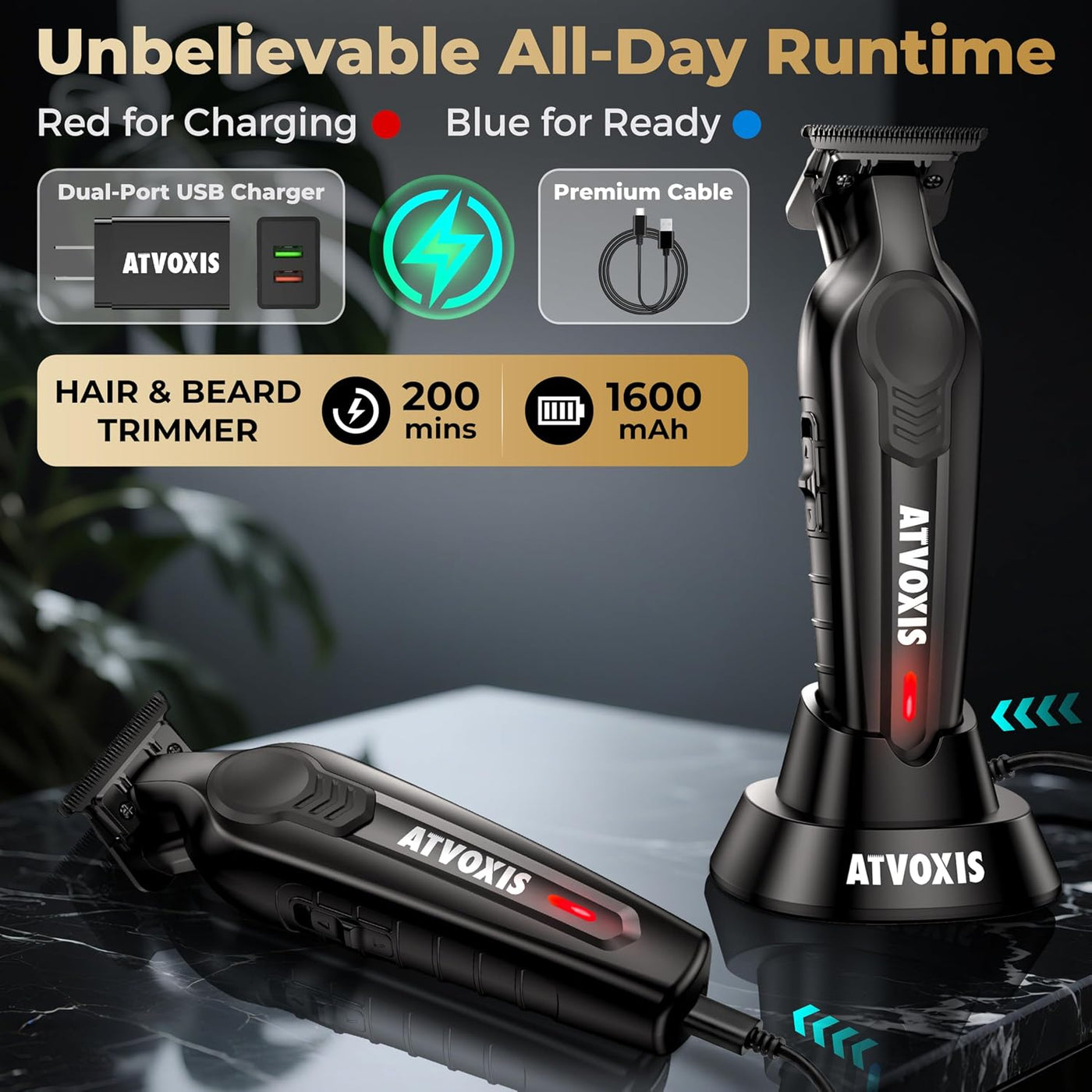 ATVOXIS Recortadora de cabello para hombres, recortadoras para barb...