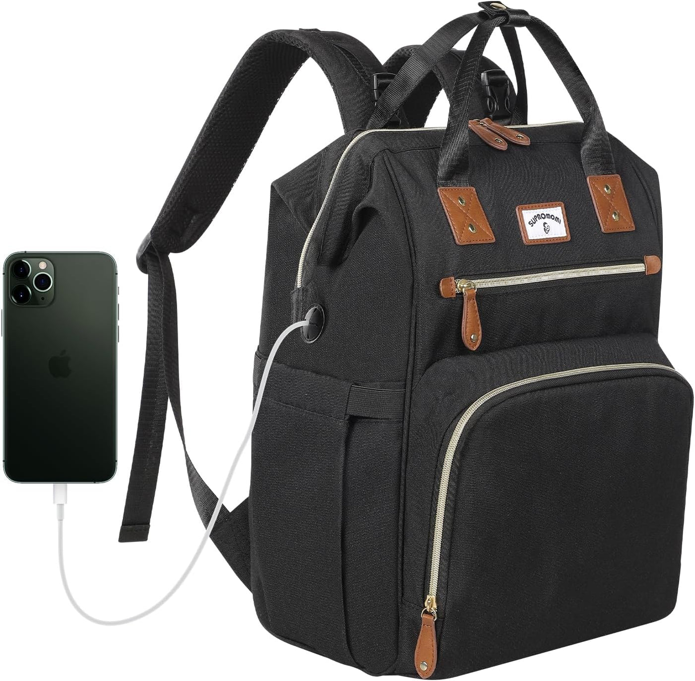 SUPROMOMI Mochila para pañales: bolsa de bebé grande para niños y n...