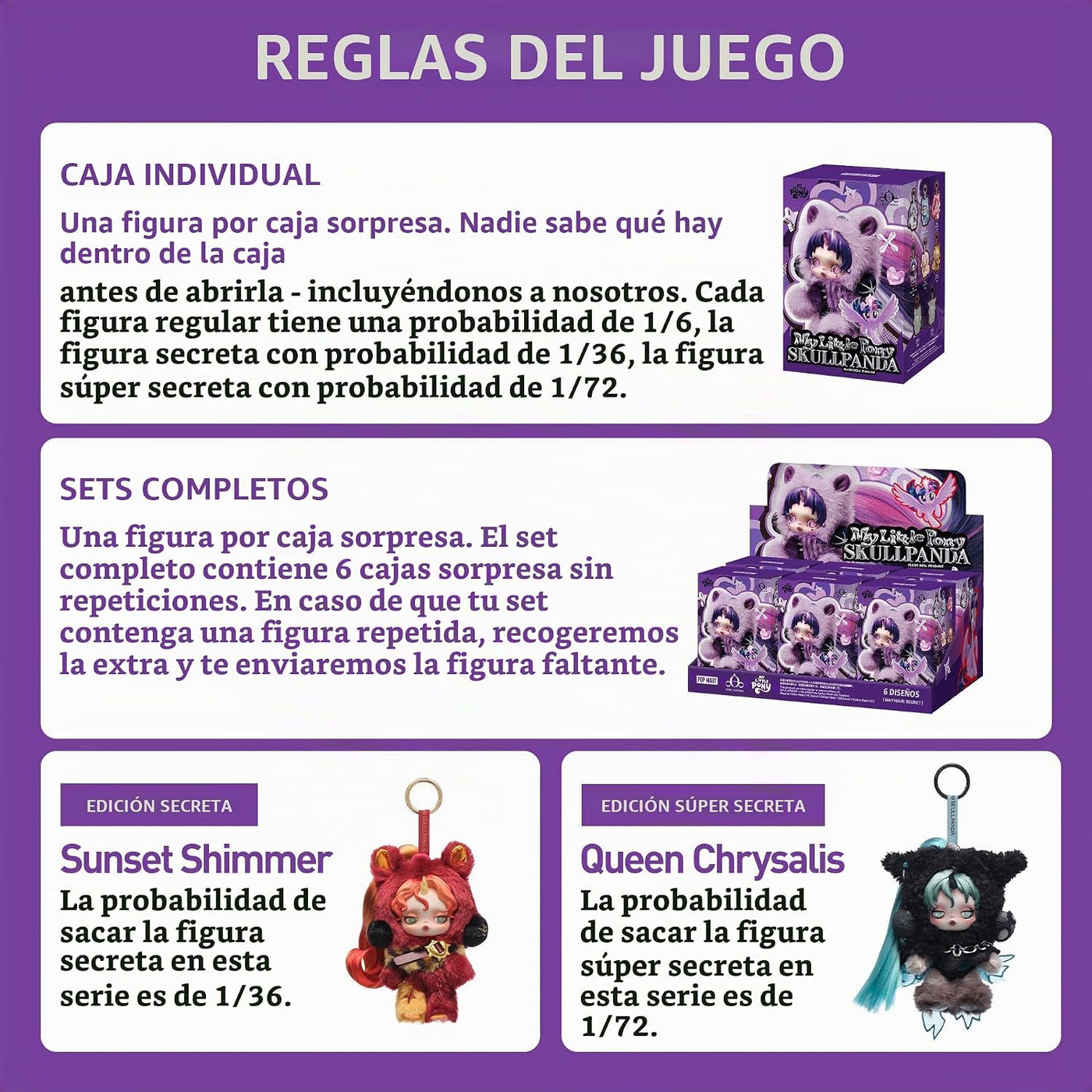 POP MART SKULLPANDA × My Little Pony Series - Caja ciega de felpa,...