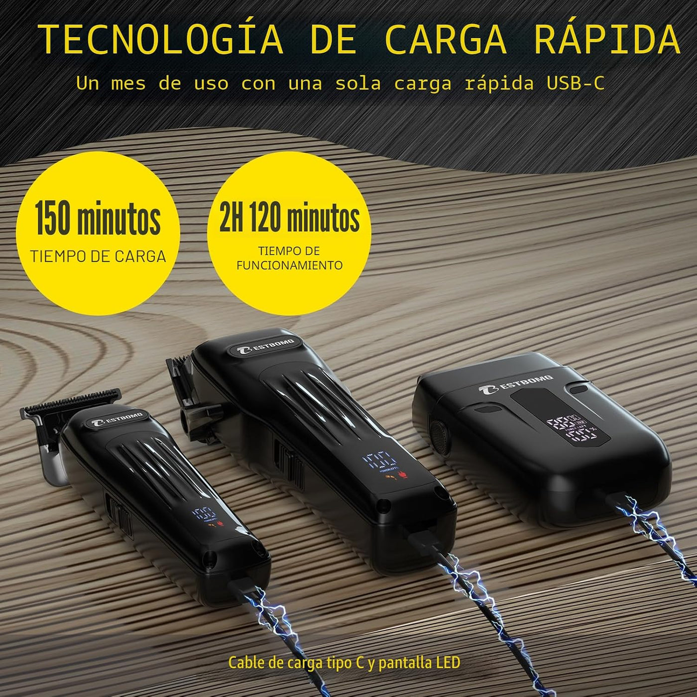 BESTBOMG® BS-808A - Juego de cortapelos para hombres, recortadora y...