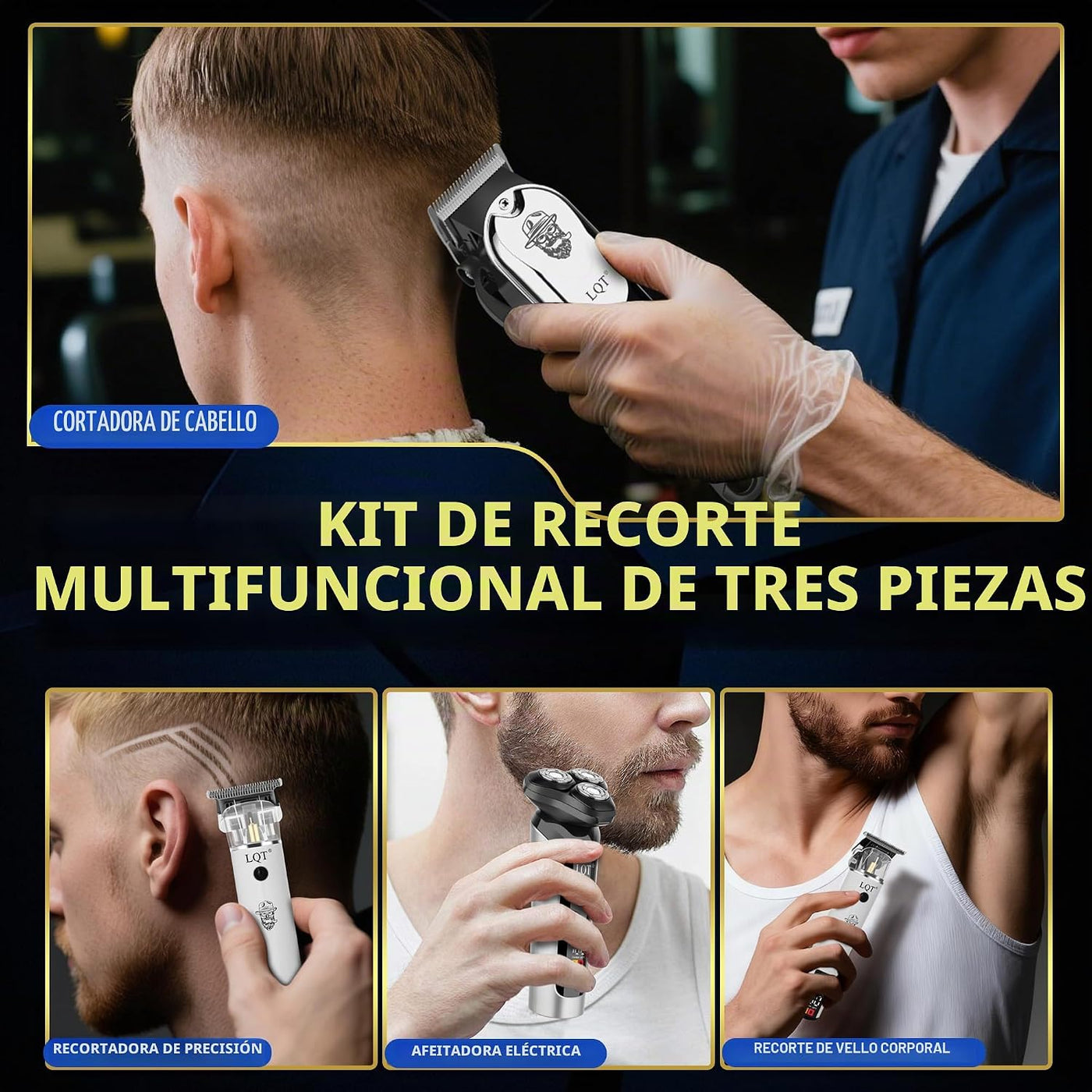 LQT Kit de peluquero profesional para hombres, cortadora de pelo in...