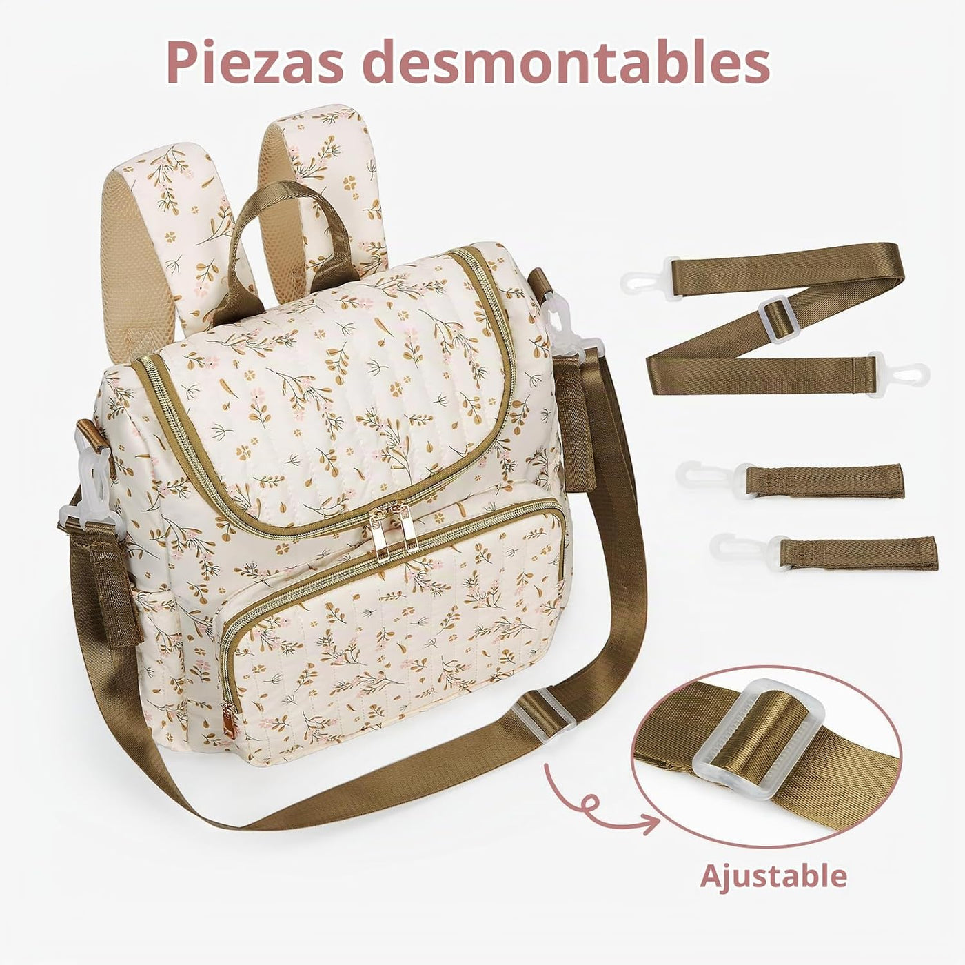 YESFIXS Mochila acolchada para pañales, mochila grande con estampad...