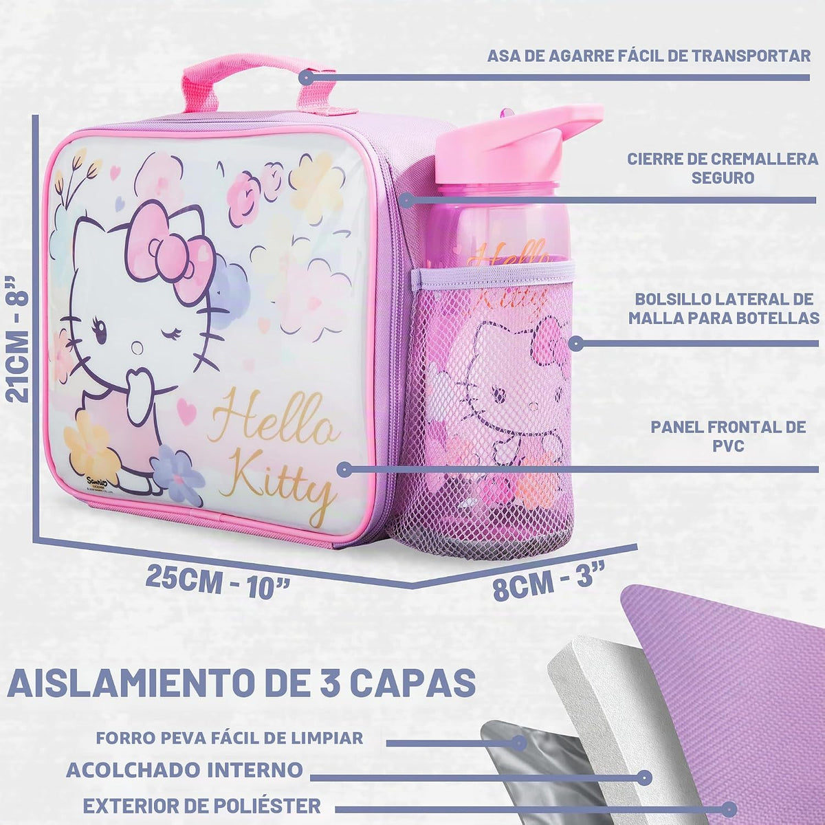 Get Trend Juego de 3 piezas de bolsa de almuerzo, caja bento y bote...