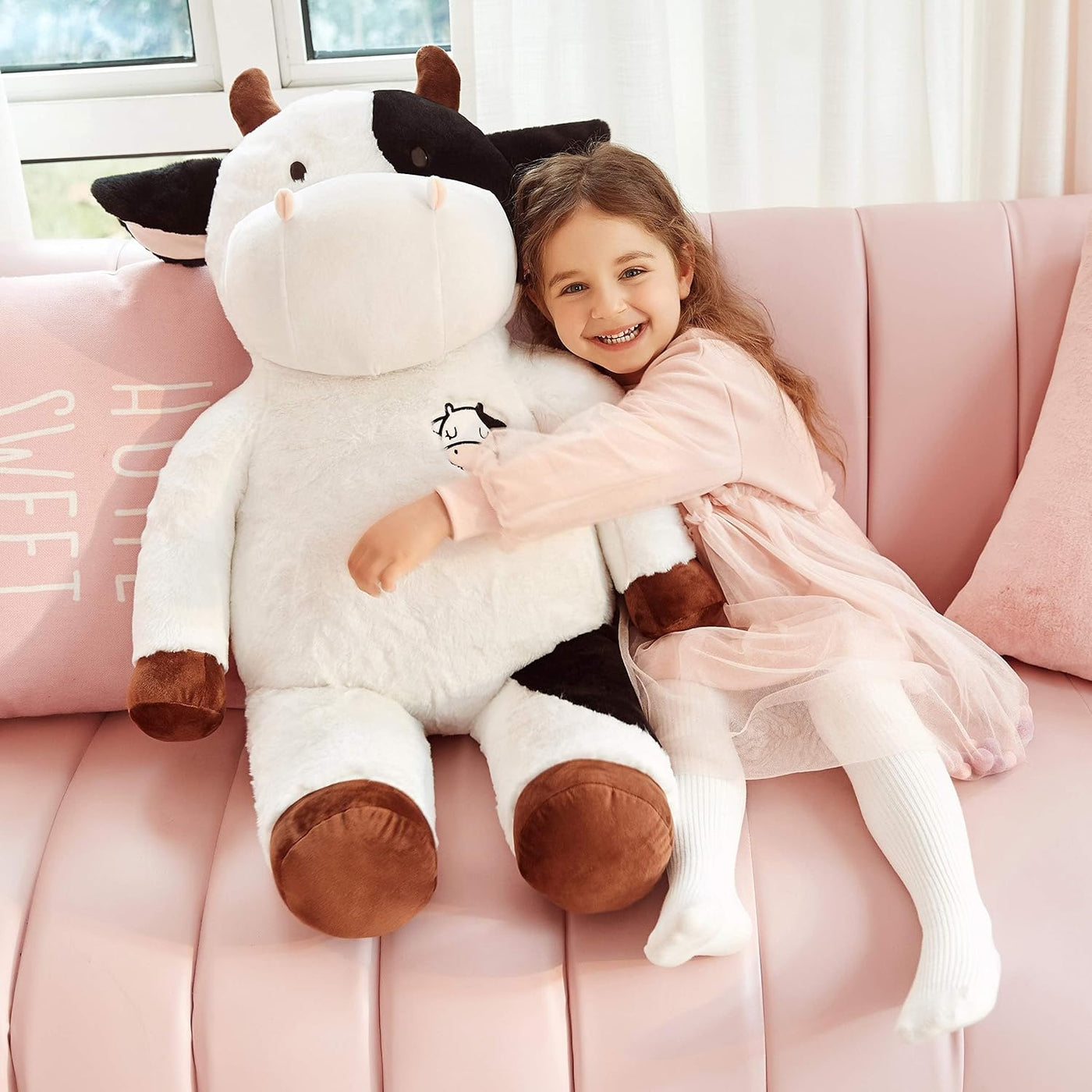 IKASA Peluche de vaca gigante de 30 pulgadas, súper suave, sin crem...