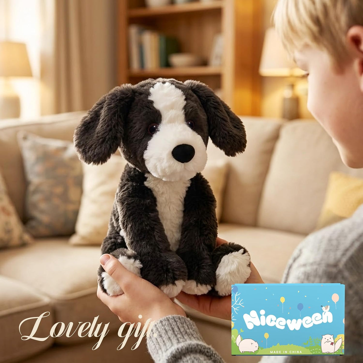 Niceween Animales de peluche Border Collie - Juguete de peluche de...