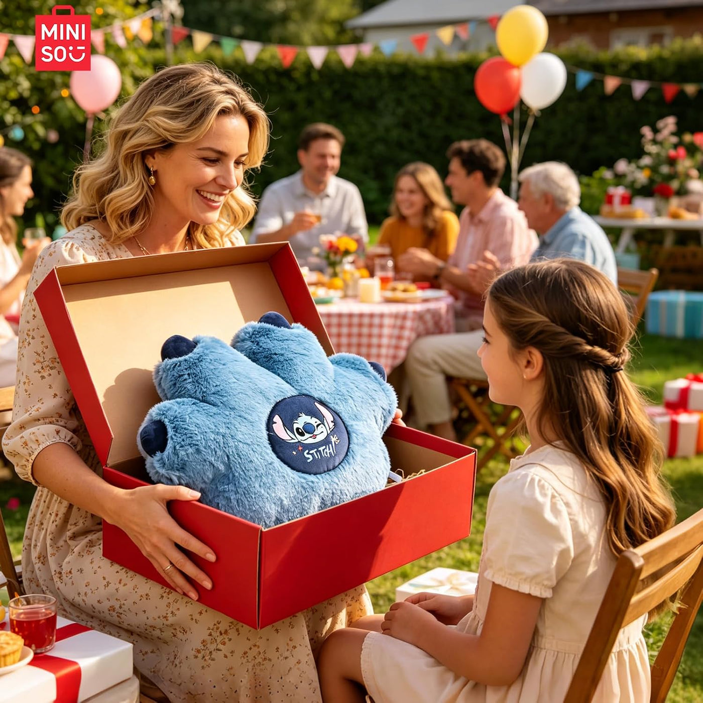 MINISO Almohada de felpa oficial de Disney Stitch Pat, cojín Lilo&a...