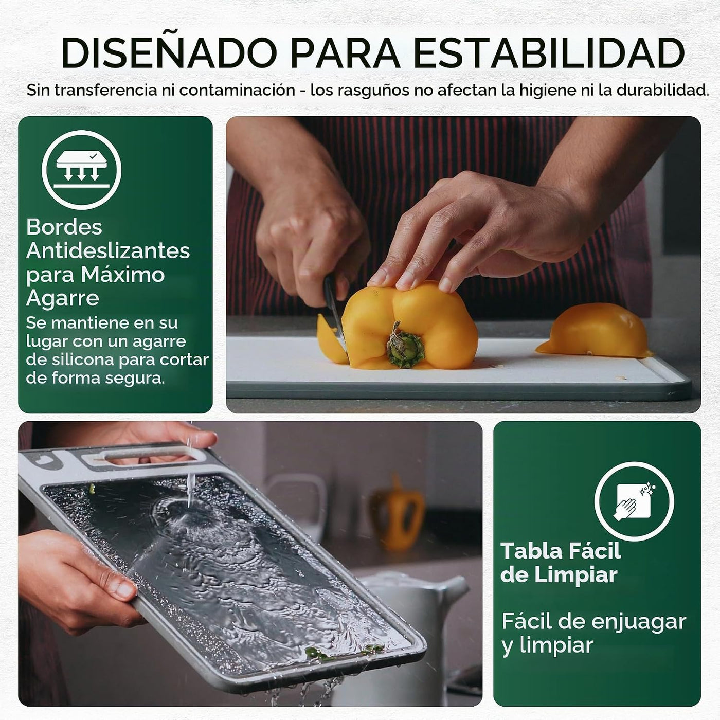 Tabla de cortar de acero inoxidable con afilador de cuchillos incor...
