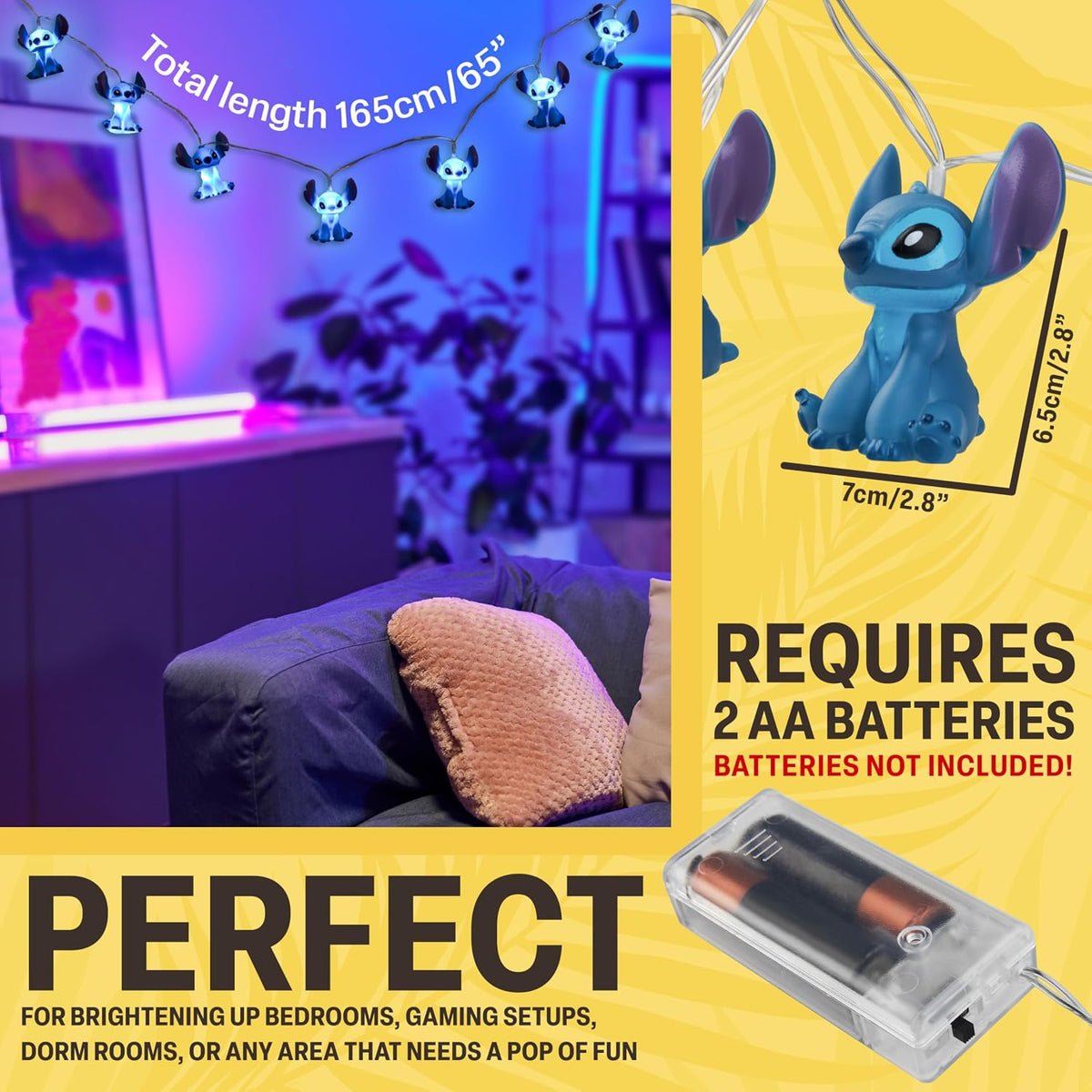 Disney Stitch - Luces LED de cadena para niños, adolescentes, adult...