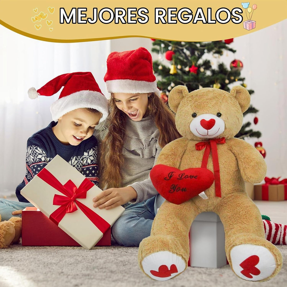 SRANWOW Oso de peluche gigante de 51.2 pulgadas con almohada de cor...
