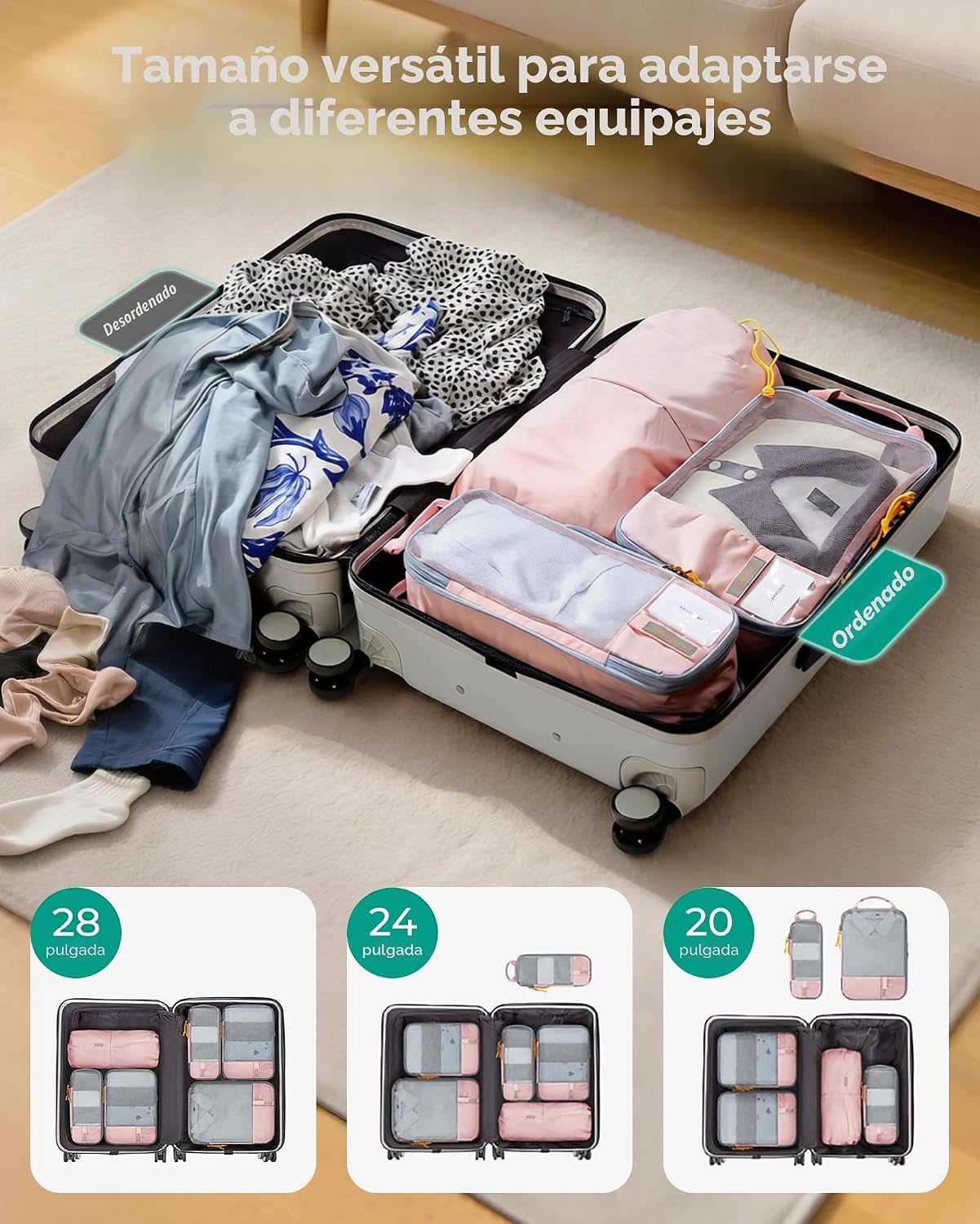 BAGSMART - Juego de 6 cubos de compresión para maletas, juego de 6,...
