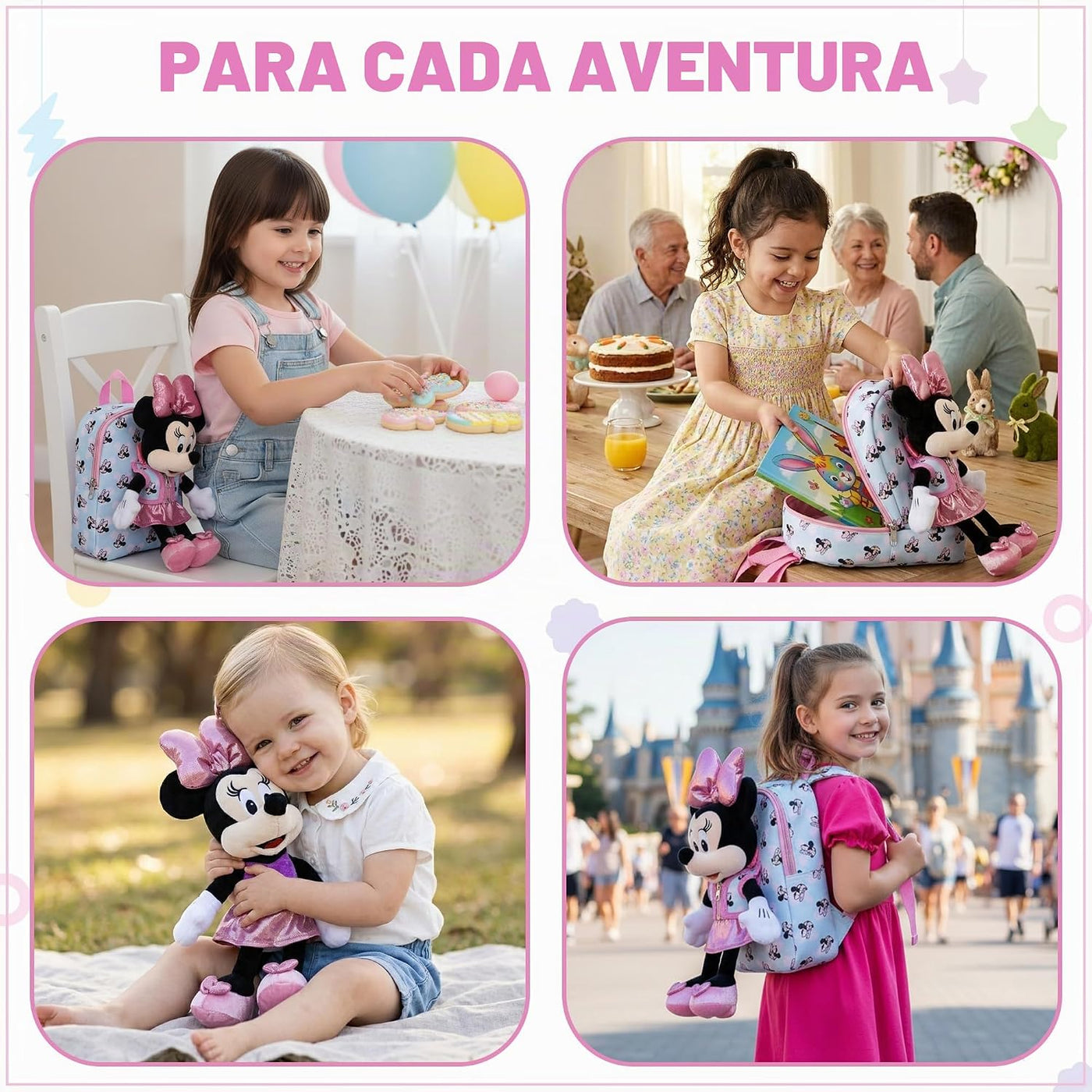 Disney Minnie Mouse - Mochila de peluche de Mickey y 10"