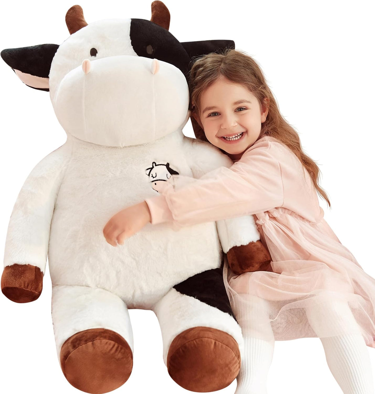 IKASA Peluche de vaca gigante de 30 pulgadas, súper suave, sin crem...