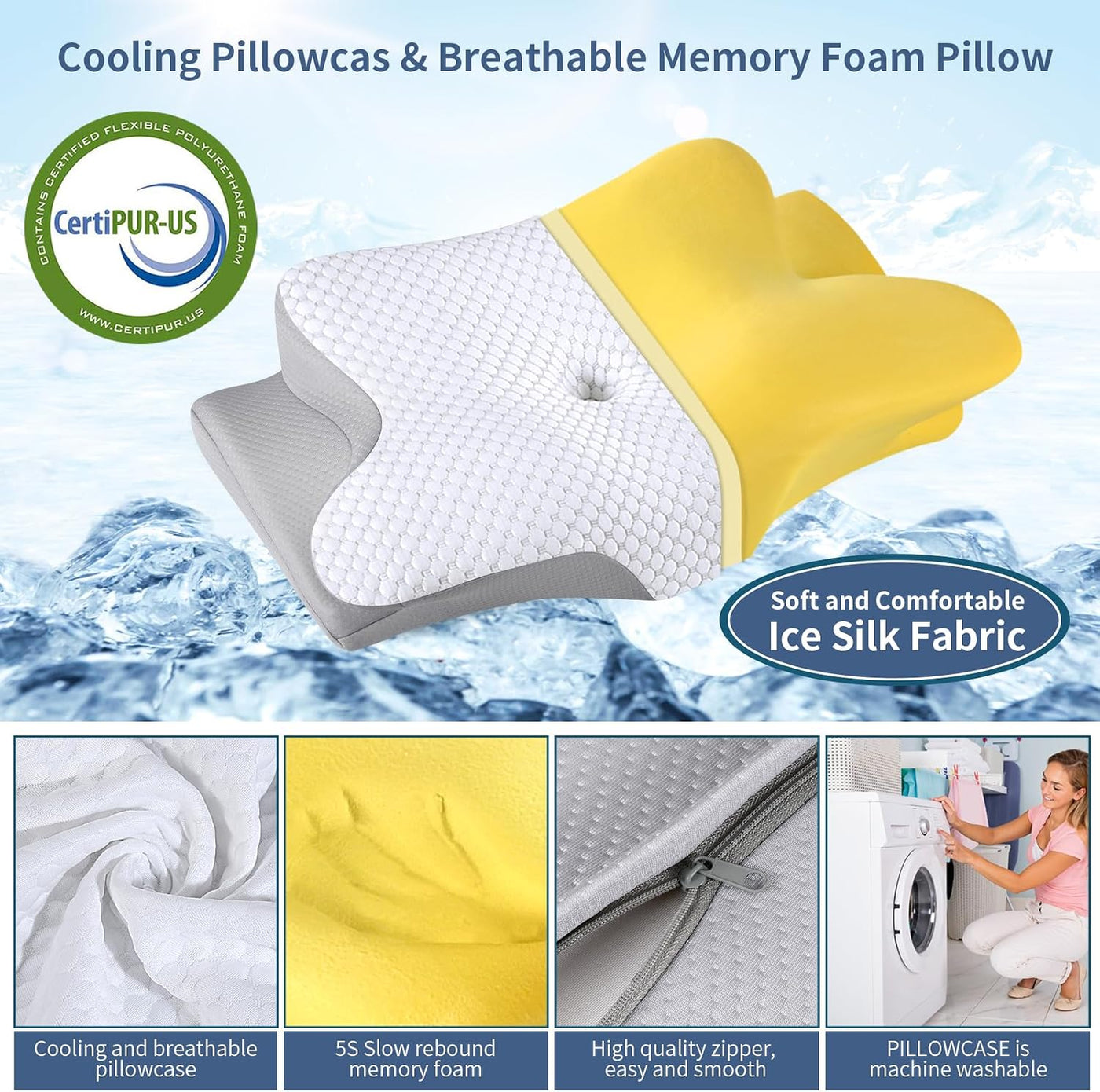Almohada cervical para dormir - Almohada ergonómica para dormir de...