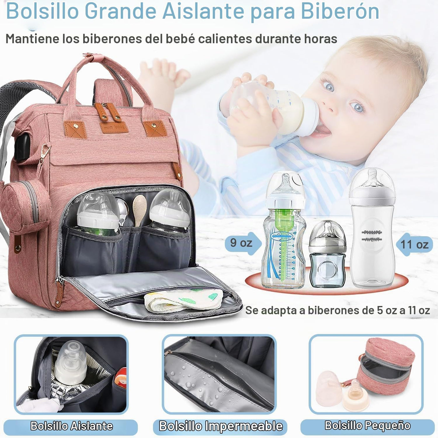 SHITIESHOU Mochila para pañales para mamá y papá, con cambiador, 19...