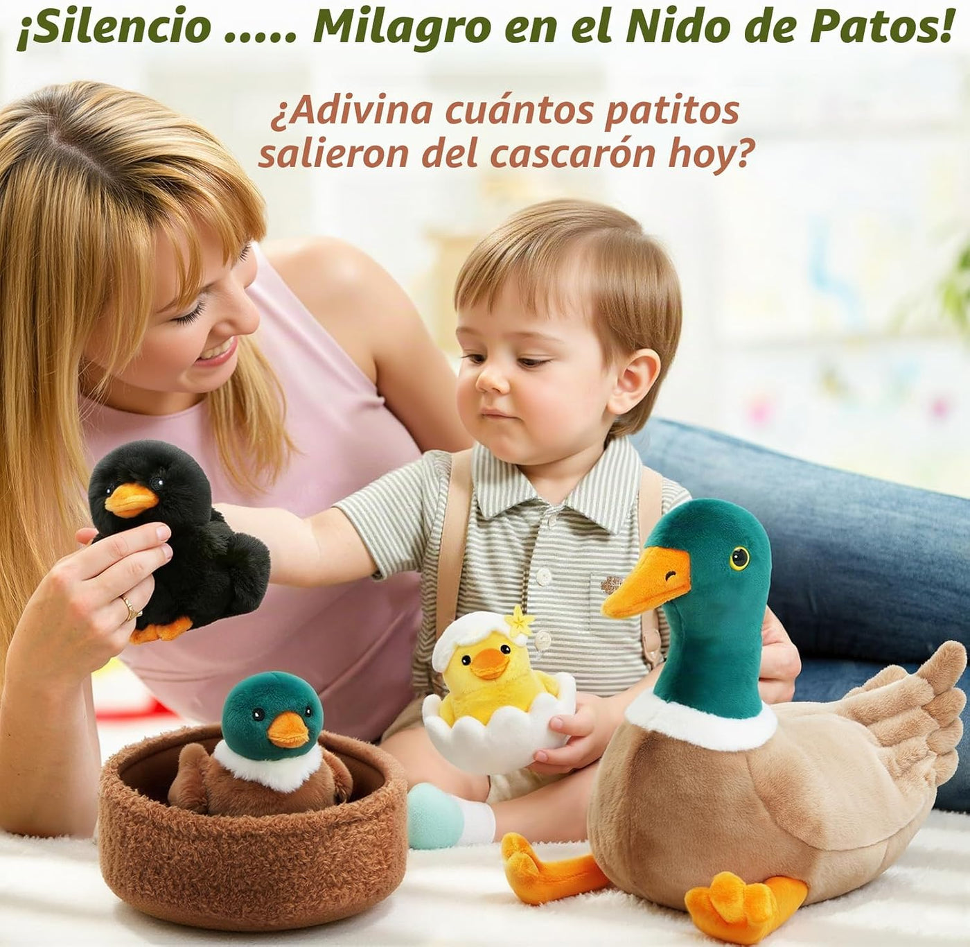 OUOZZZ - Peluches de pato 4 en 1 con un nido de pato | Juguetes de...