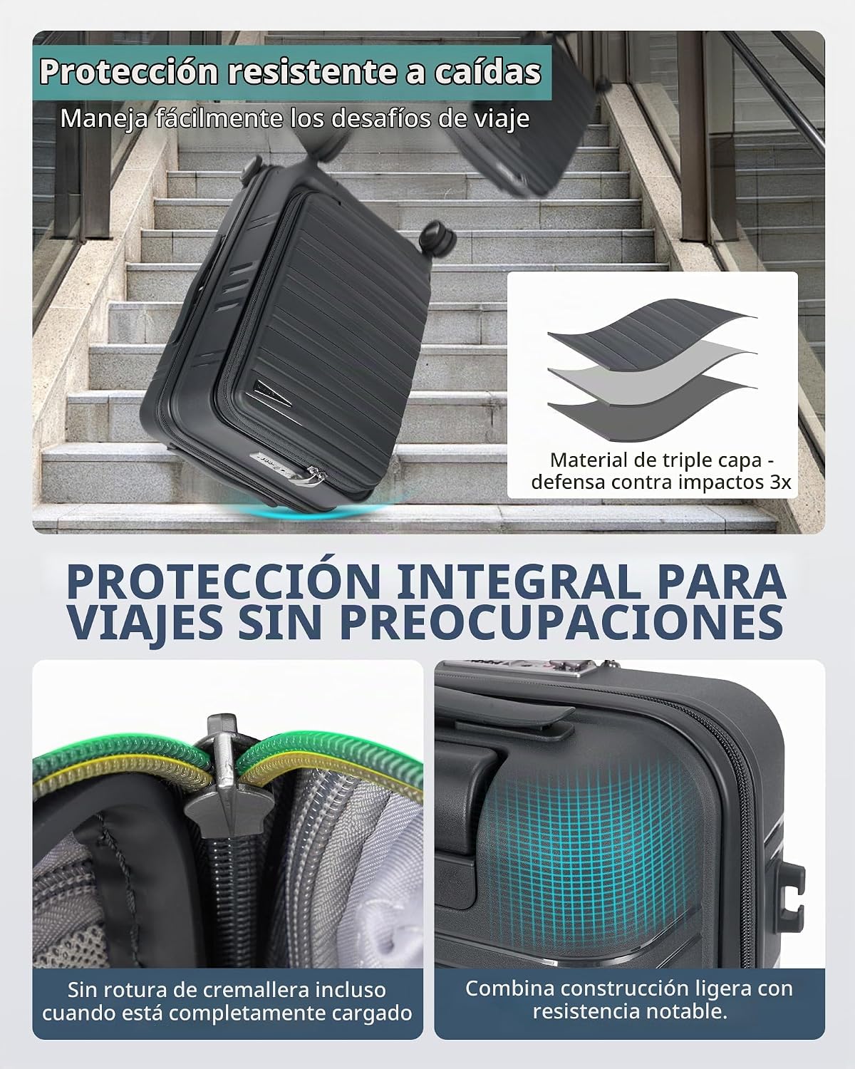 RAINSMORE Maleta de mano expandible de 20 pulgadas, aprobada por ae...