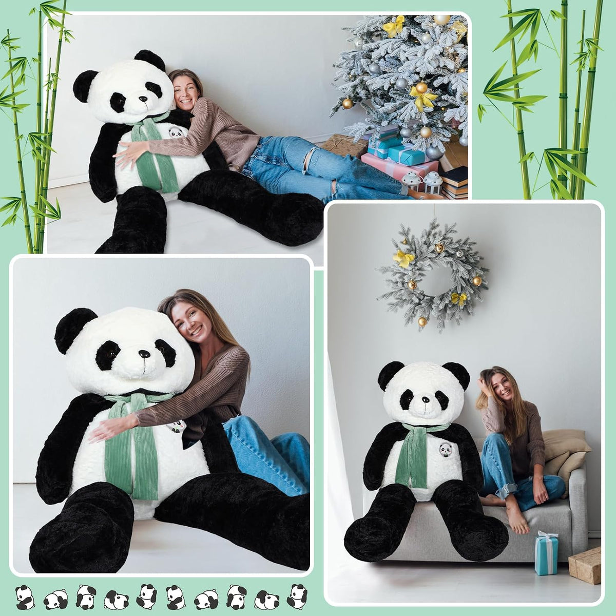 RoundFunny Peluche de oso panda gigante de 63 pulgadas | Animal de...