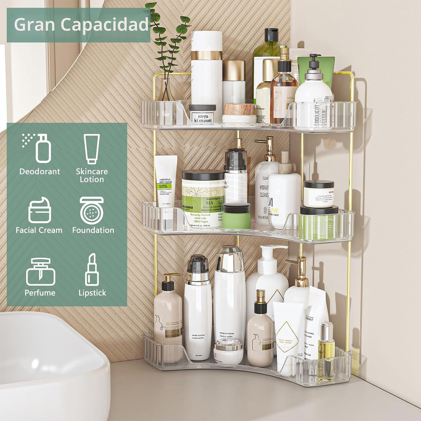 Webetop Organizador de Esquina para Encimera de Baño de 3 Niveles,...