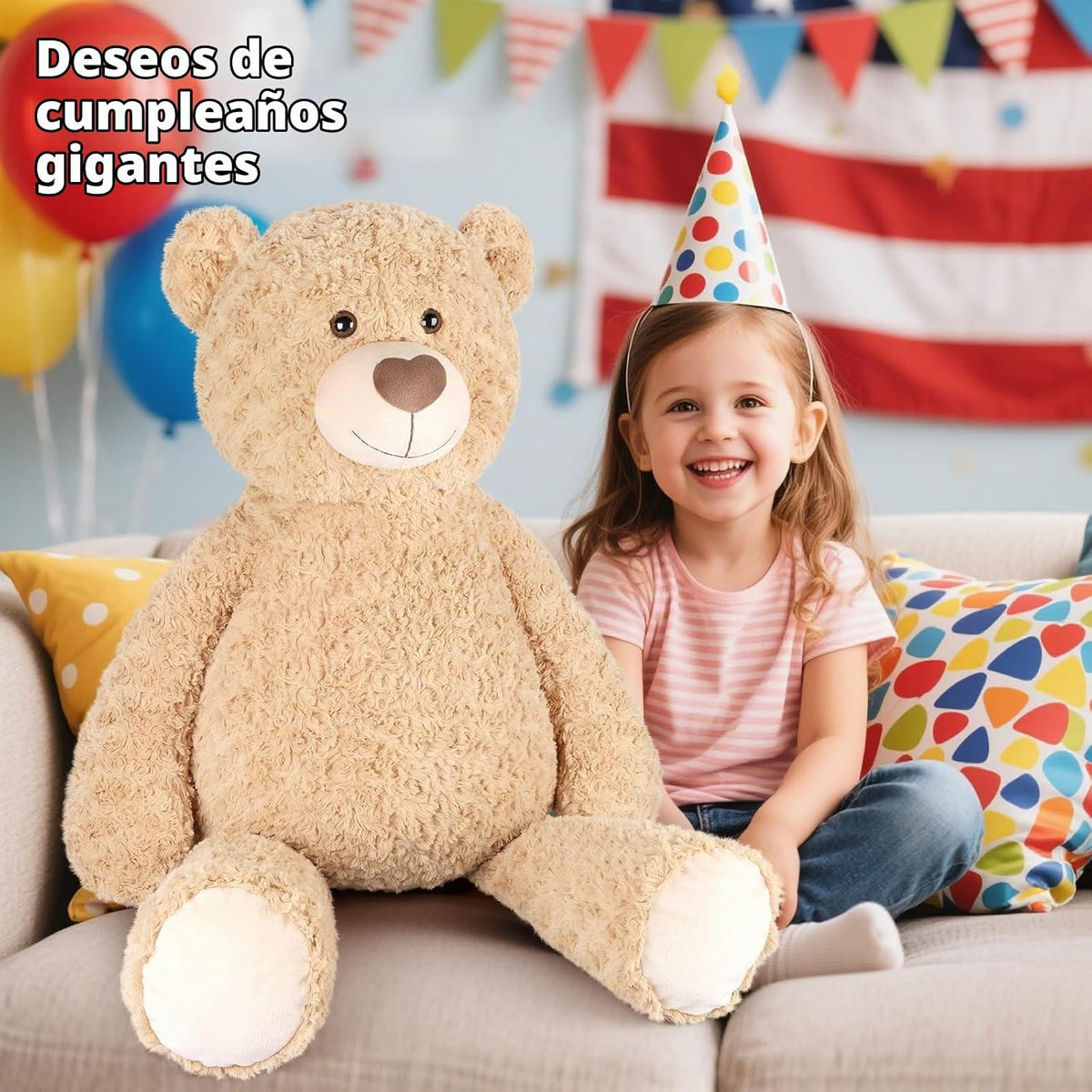 SuzziPals Oso de peluche gigante de 43 pulgadas, animales de peluch...