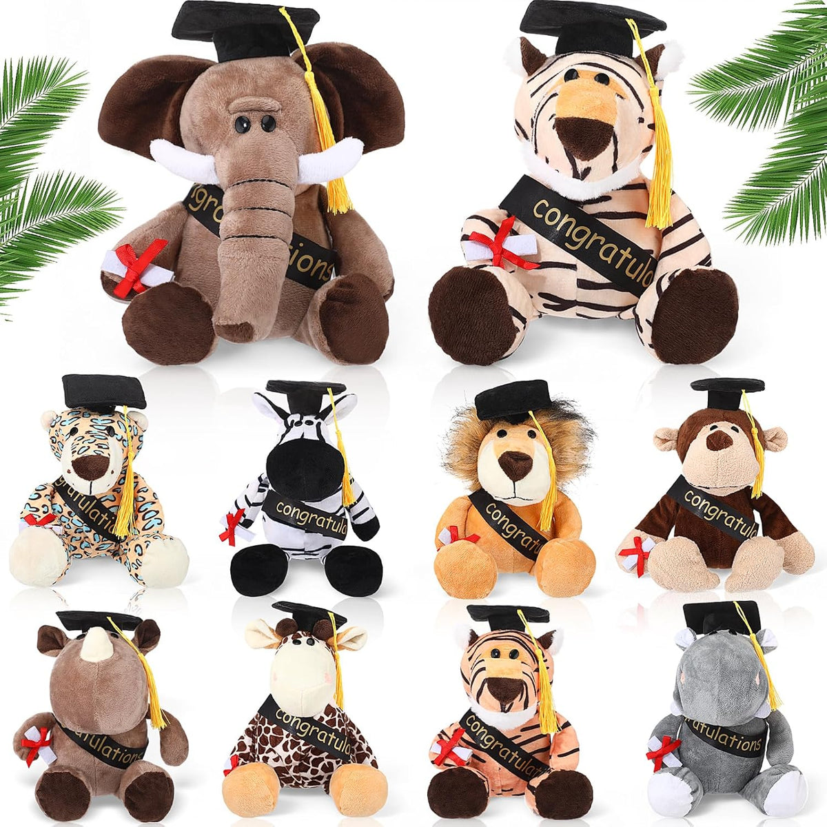 HyDren Juguetes de zoológico de peluche de animales de safari de 9...