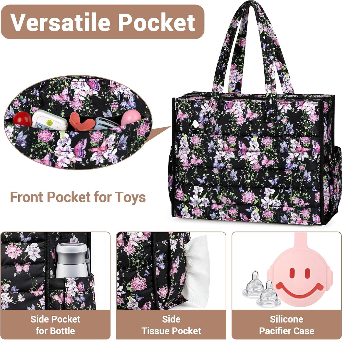 IBFUN Bolso de Pañales para Bebé - Bolso Grande para Bebé 4Pcs con...