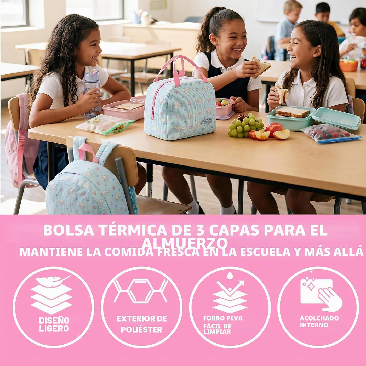 Get Trend Cinnamoroll Mochila de pana para niñas Juego de 4 piezas...
