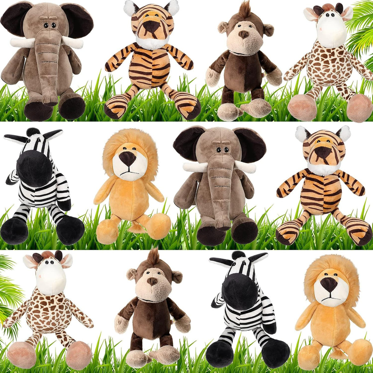 HyDren 12 piezas de juguetes de animales de peluche safari de 11.8...