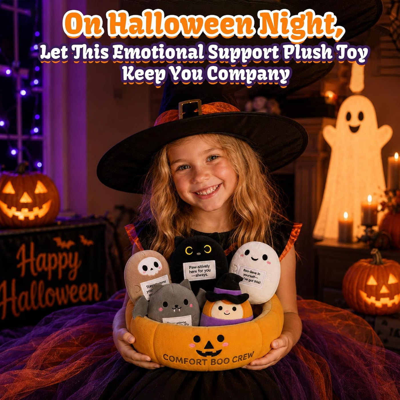 Peluche de Halloween - Juego de peluche de apoyo emocional con cest...