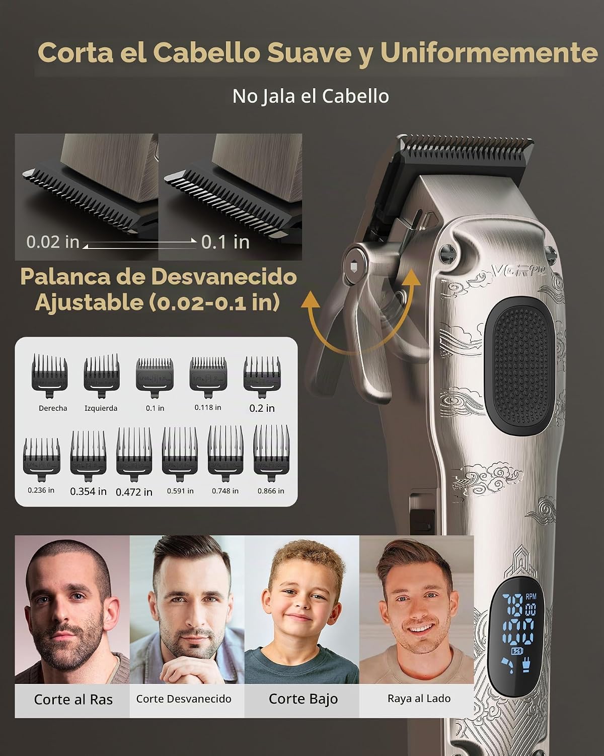 VGRPRO Cortapelos para hombres, recortadora de barba, afeitadora de...