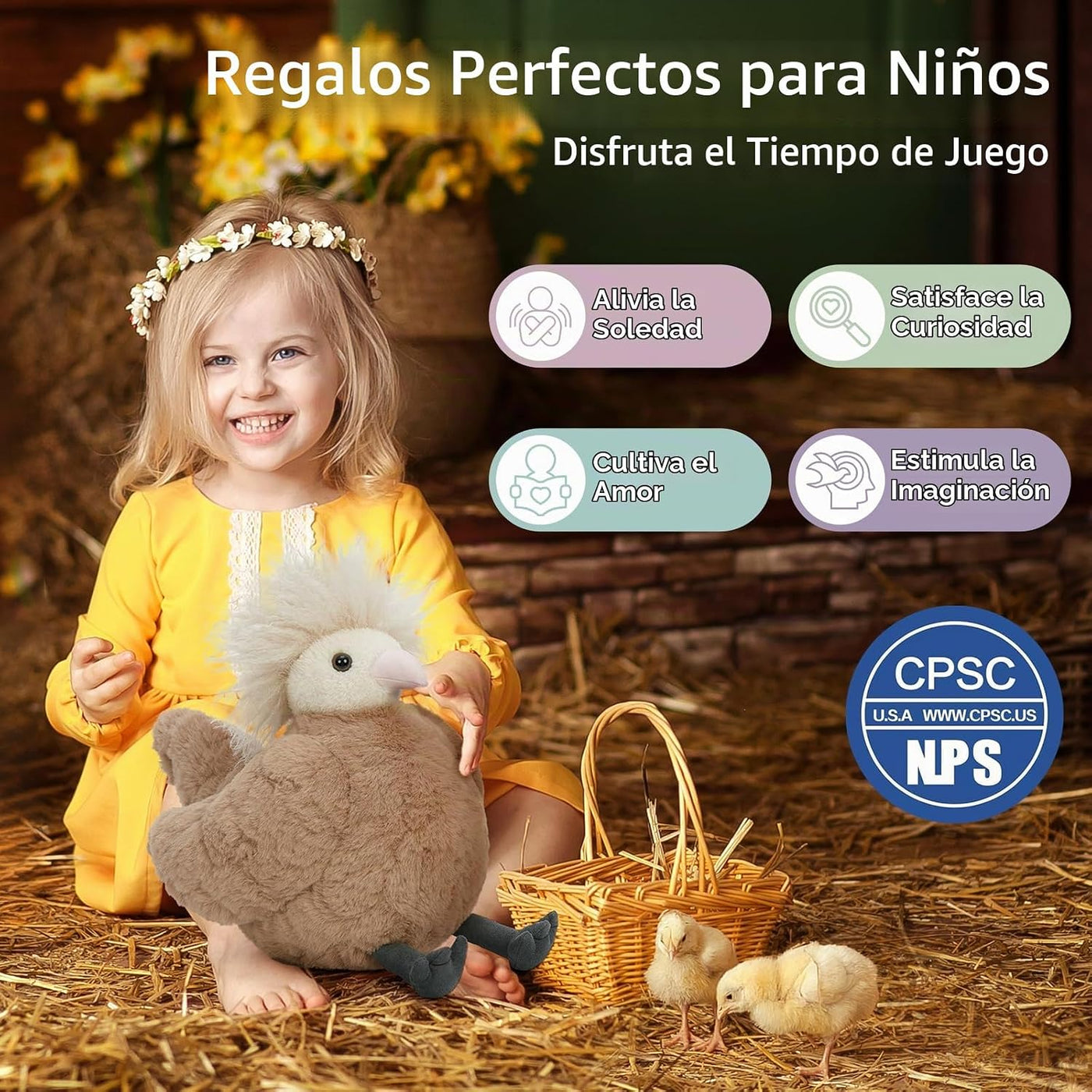 MorisMos Animal de peluche de pollo, peluche de pollo suave de 14 p...