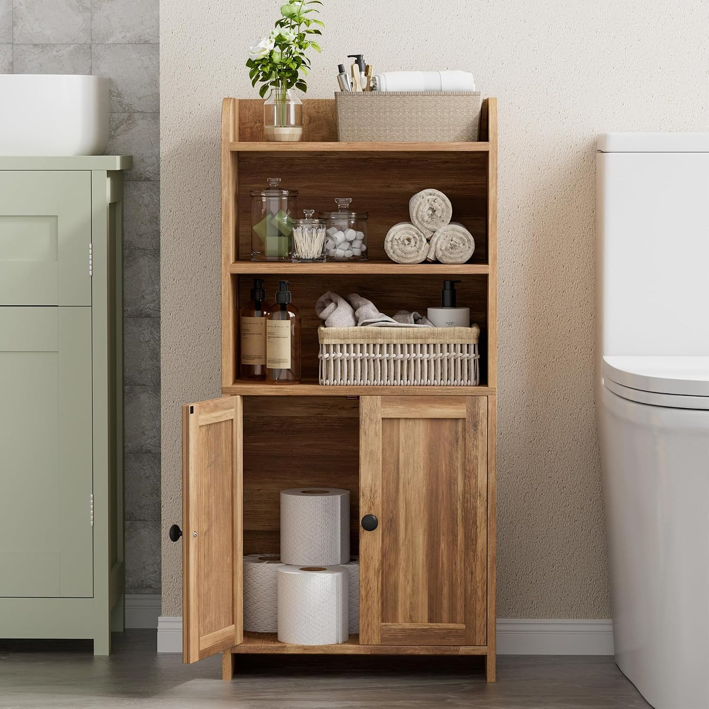 Homhedy Armario de almacenamiento pequeño para baño, almacenamiento...