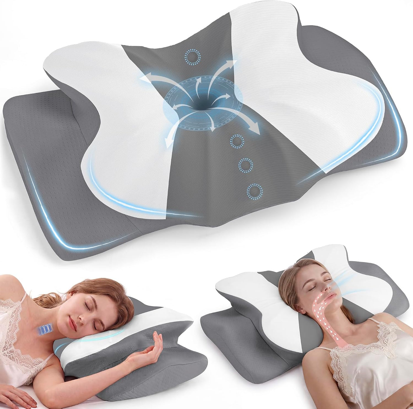 Almohada cervical para aliviar el dolor, almohada ergonómica de esp...