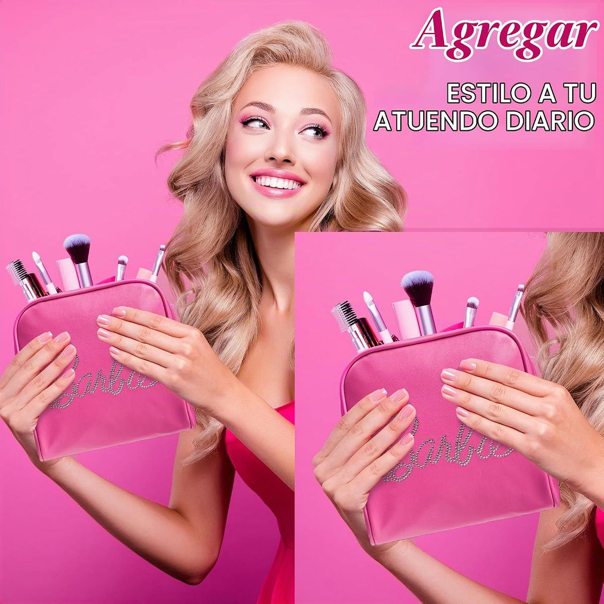 Get Trend Barbie - Bolsa de maquillaje con cremallera de 3 piezas p...