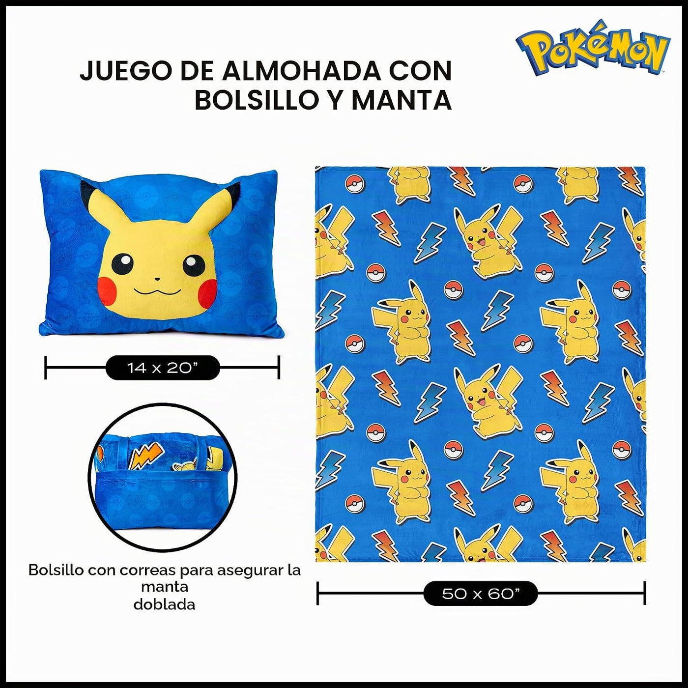 Northwest Pokémon Pika Pika Pikachu - Manta de felpa de 50 x 60 pul...