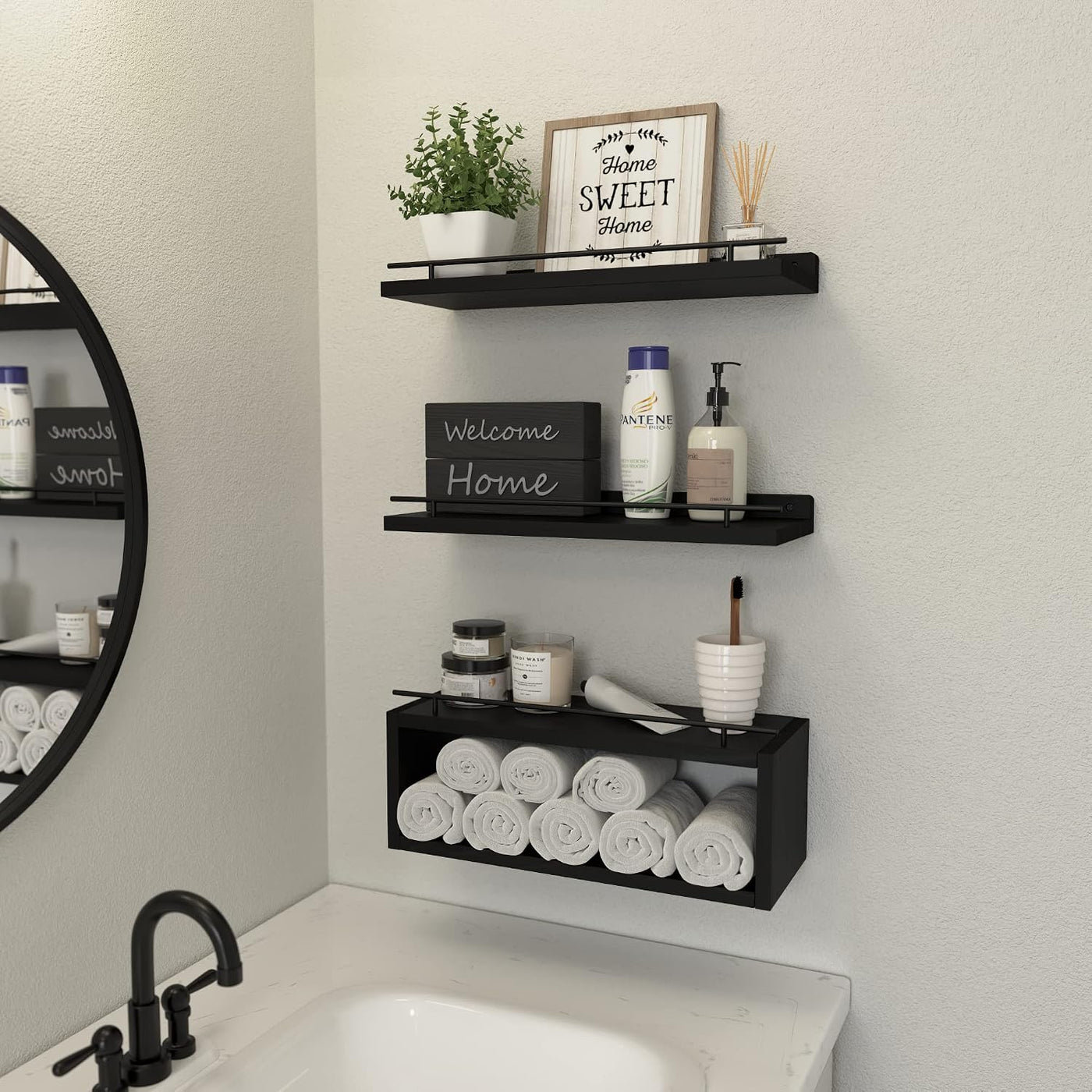 WOPITUES Estantes flotantes para pared con estante de cubo, estante...