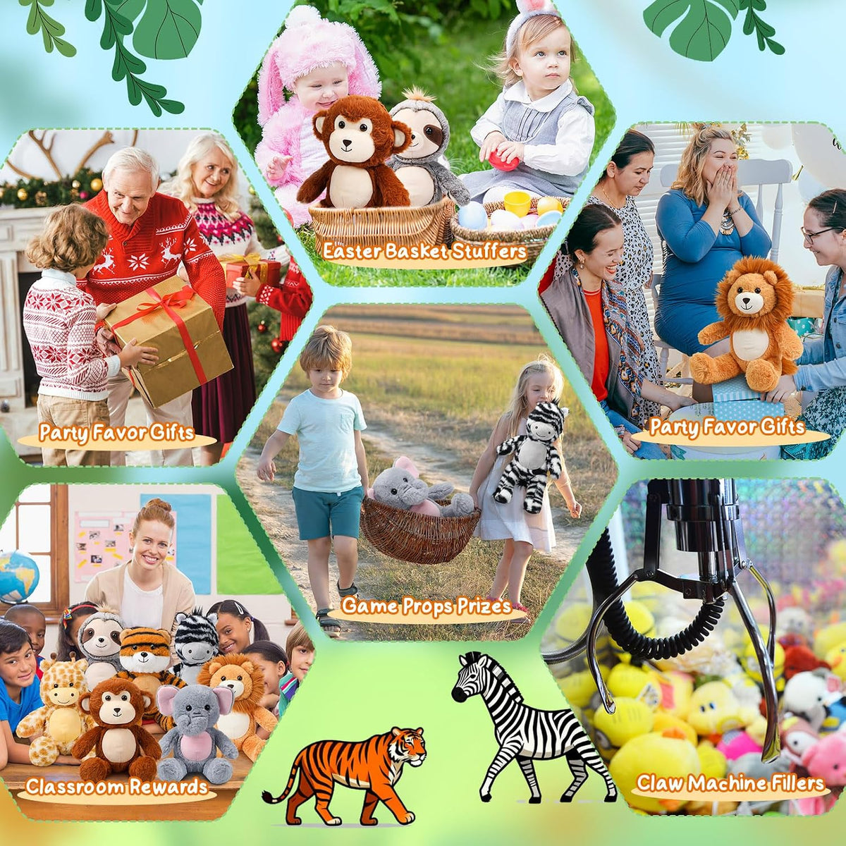 Civaner 7 piezas de animales de peluche a granel de 12.5 pulgadas,...