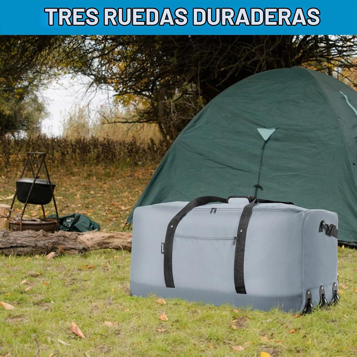 Finnhomy Bolsa de Lona Rodante Plegable de 120L con 3 Ruedas, Bolsa...