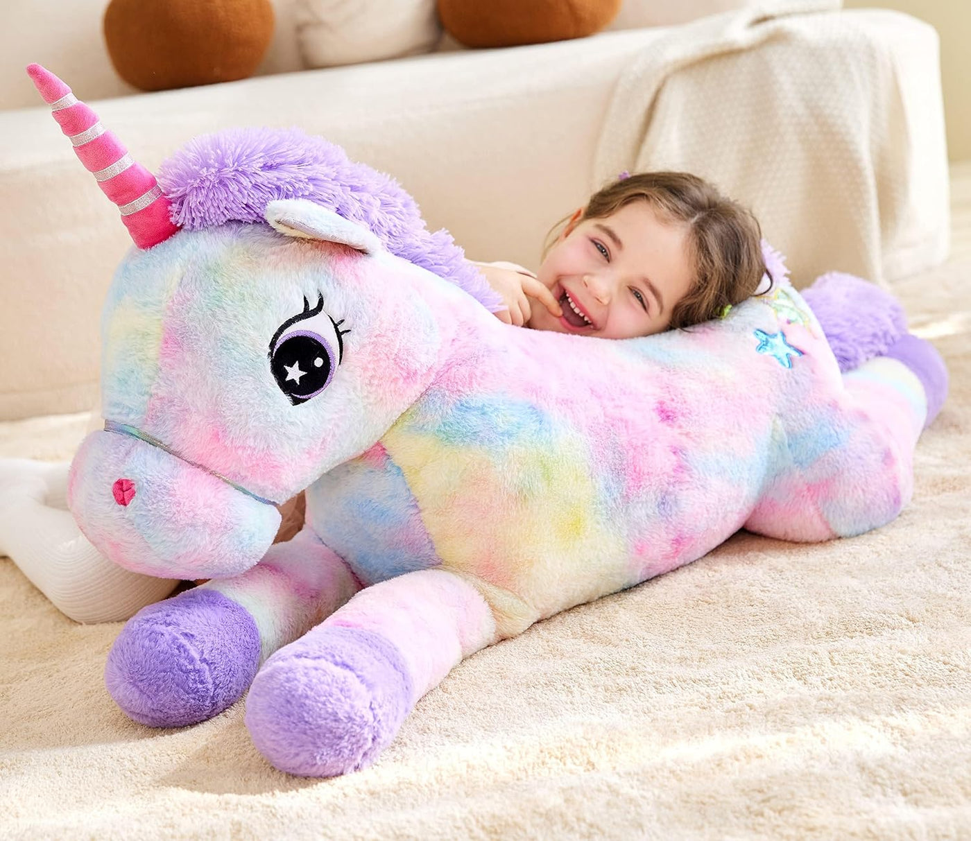 IKASA Peluche de unicornio gigante de 43 pulgadas, súper suave, sin...