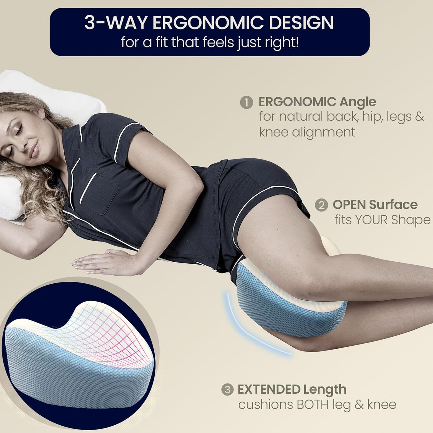 Contour Legacy Cool Almohada de apoyo de espuma para piernas y rodi...