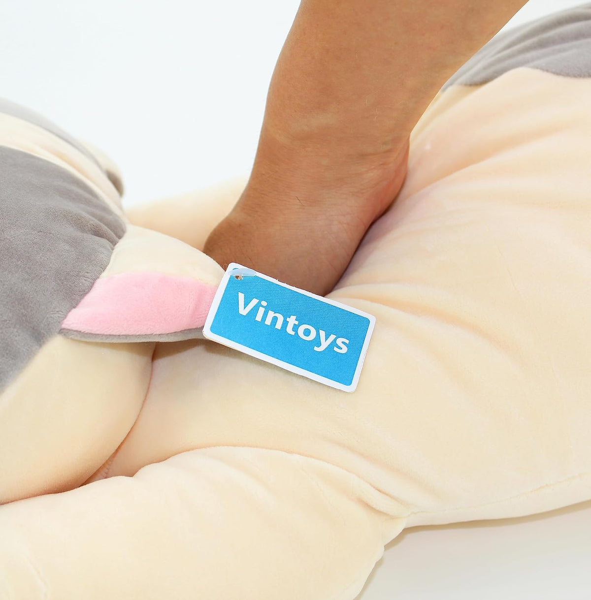 Vintoys - Almohada muy suave para abrazar con gato grande, color gr...